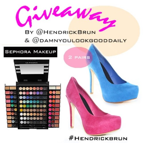 Giveaway… One #lucky #winner will receive
2 pairs of #shoes
Sephora #makeup kit
1. Repost the #giveaway
2.Tag and follow @hendrickbrun & @damnyoulookgooddaily
3. Hashtag #hendrickbrun
4. Mention your shoe size
5. Page must not be private