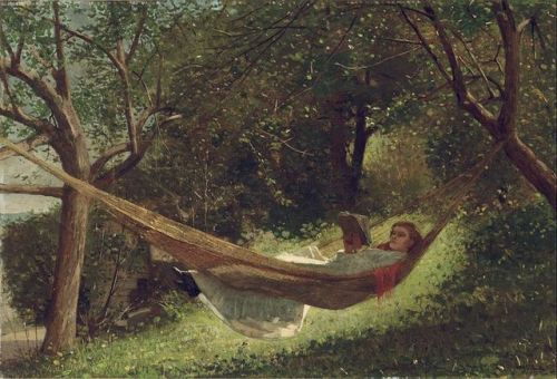 jasmineandviolet:Girl in the Hammock, Winslow Homer, 1873.