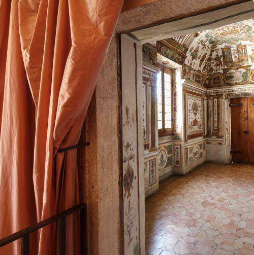 Villa Medici, Rome.The carmine red curtains were hand-weaved at Antico Setificio Fiorentino, Fl