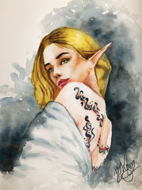 My watercolor painting of Aelin Ashryver Galathynius from Empire of Storm by Sarah J Maas!!!*can&rsq