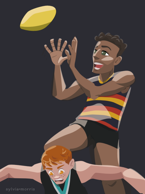 sylvia-morris:  In which Dex and Nursey play AFL. (fan art of omgcheckplease)