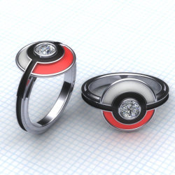gamefreaksnz:  Pokémon, I Choose You!:Pokeball Engagement ring / Pokeball Engagement Ring with Real Gems 邇 and Ū,500 respectively 