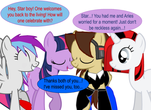 ask-star-singer:  An ask by two Anons, ask-the-two-musicians, askcrinkletwilight and brokenderp featuring askskypethepony, ask-twilights-library, ask-dizzylollipop, isle-of-forgotten-dreams and ask-shiver-snow.It’s good to be back alive again, I know.I