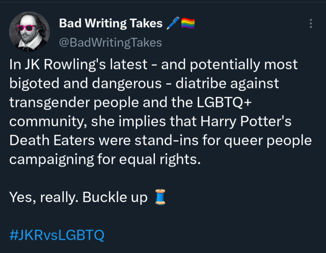 socialistexan:xochihuacoyotl:bpd-hoardic:itsapmseymour:She ain’t even subtle anymore lmaohad these images attachedshe’s outright saying she believes queer people are murderers when all we want is to be treated equal. from the murders of queer