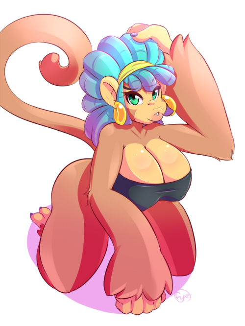 fyxefox: A somewhat belated birthday gift for the ever awesome @nitrodraws~ Of course I drew a monkey! His monkey girl Naira, I love her hair. :3 