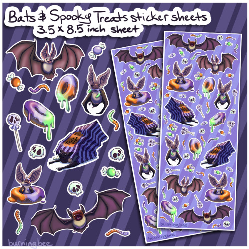 The bat sticker sheet is now up in my Etsy shop!