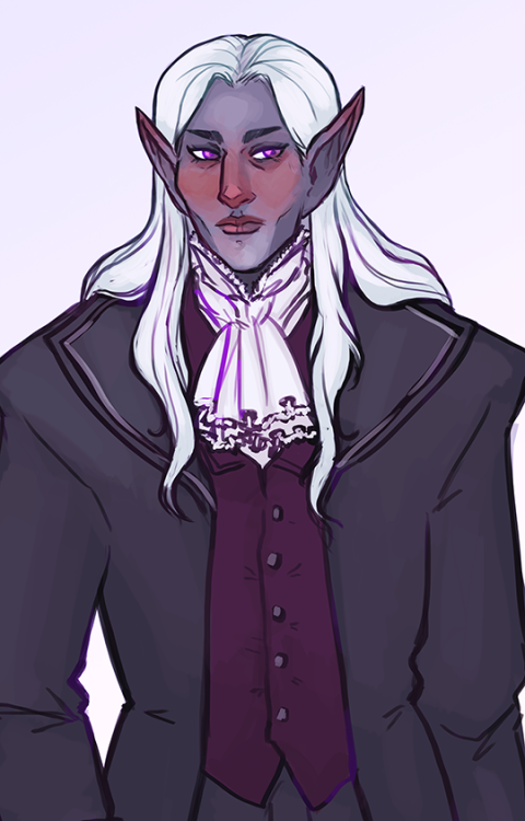 a new portrait of @elfprince‘s drow boy Firenzo for our D&D game :’)