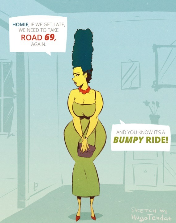   Marge Simpson - Bumpy Ride on 69 - Cartoon PinUp Sketch  D’oh :D  Newgrounds