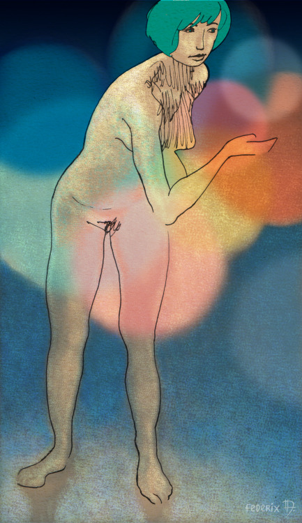 featherix:lens femme, ink+digital colour