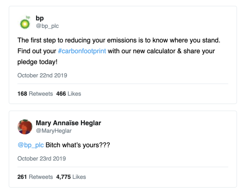 madeleinejubileesaito:madeleinejubileesaito:Good morning to everyone who is going to troll an oil company today 😇 The goal of bullying Big Oil companies over their climate tweets isn’t just to educate people about corporate hypocrisy. It’s to unite