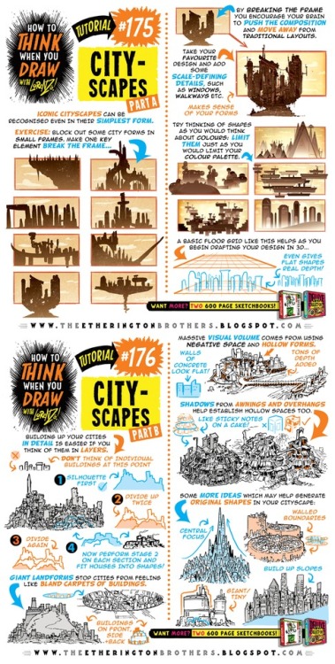 etheringtonbrothers:Here’s a BRAND NEW TUTORIAL: How to THINK When You Draw CITYSCAPES!And join us o
