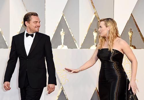 frankunderwood: Leonardo DiCaprio and Kate Winslet on the red carpet at the Academy Awards on Sunday