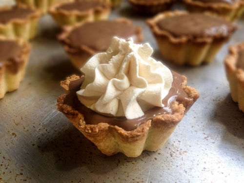 sad-jew-with-cake:these are some mini chocolate cream tarts with a shortbread crust, some with coffe