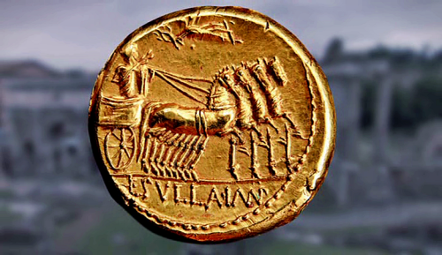 Richard Miles ArchaeologistONE DAY, ONE IMAGESulla Imperator, gold coin (Roman Republic, 82 BC)Trium