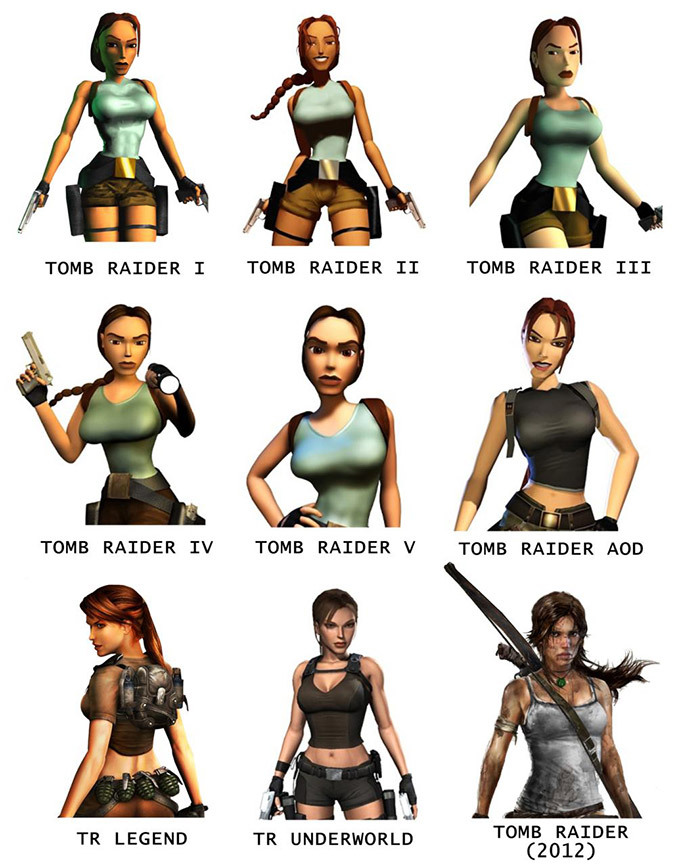 werotink:  Lara Croft, la evolución.  All previous 8 suck donkey dick with a side