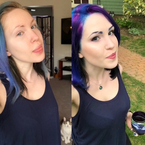vonkapersonal: Selfies from yesterday. My dumb face before I left the house. Then again after Treese