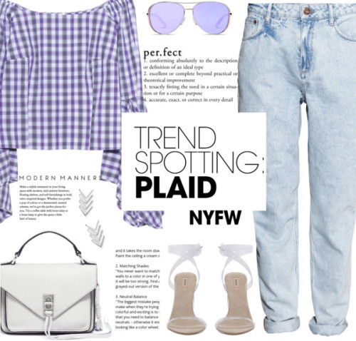 NYFW Trendspotting: Plaid / Lila by stephania-dg featuring slim fit shirts ❤ liked on Polyvore