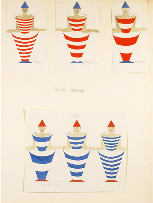 Grit Kallin-Fischer, Costume design for Spinning Tops in Petrouschka, 1927. Gouache and graphite on 