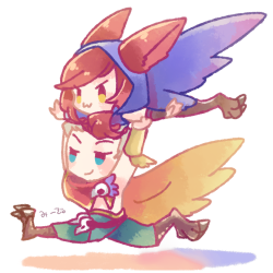 mizoreame00:   Xayah and Rakan I’ll carry you! 