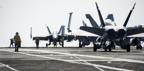 theworldairforce:  USS George H.W. Bush in the Persian Gulf, Oct. 10, 2014via Global Aviation Report