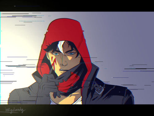 inkydandy:Just some fun, glitchy stuff. I was rolling with an urban vigilante concept, then it turned kind of cyberpunk-