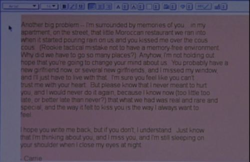 christopherbarnard: Carrie’s deleted email to Aidan“Baby, Talk is Cheap” Sex and t