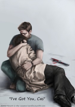 destiel-fanart-is-the-weapon:  trai-all:  destiel-fanart-is-the-weapon:  “I’ve Got You, Cas” I’m finally done!! this is the finished fanart of the sketch that I posted like two weeks ago. There are still so many things I want to change, but right