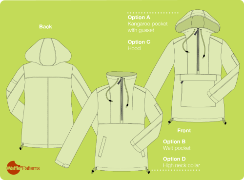 Waffle Patterns pdf sewing patterns / Arare pullover anorak