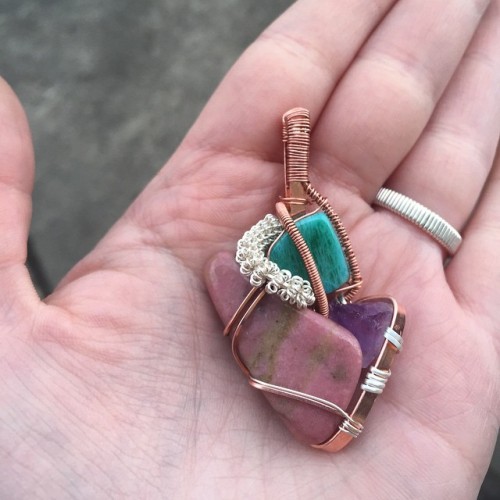 A Native Knotin #copper with silver plated copper.#amazonite #rhodonite #amethyst For confidence