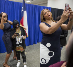 troubleinparadiseeeee:  brokebut-wealthy:  First lady Michelle Obama, Missy Elliott, &amp; Queen Latifah at sxsw  This is so dope, like our FLOTUS is 🙌🏾 