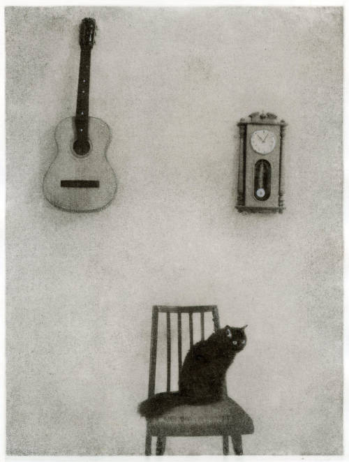 gacougnol:Alexander TkachevGuitar, clock and cat2002Bromoil