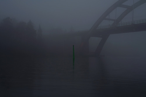 A dark and gloomy morning by lake Mälaren.