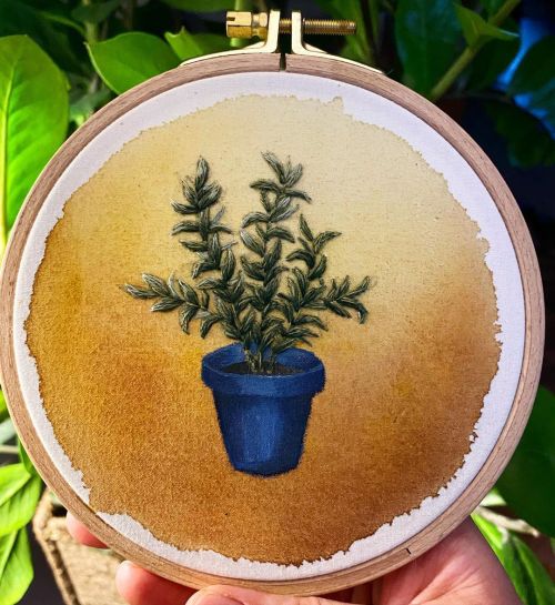 . . . #embroidery #stitch #plants #handstitched #acrylic #watercolor #handembroidery #fiberart #fibe