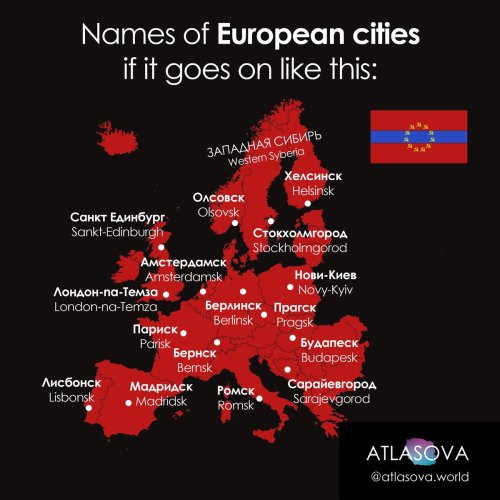 mapsontheweb:Names of European cities, if it goes on like this.by @Atlasova_world You know, I think 