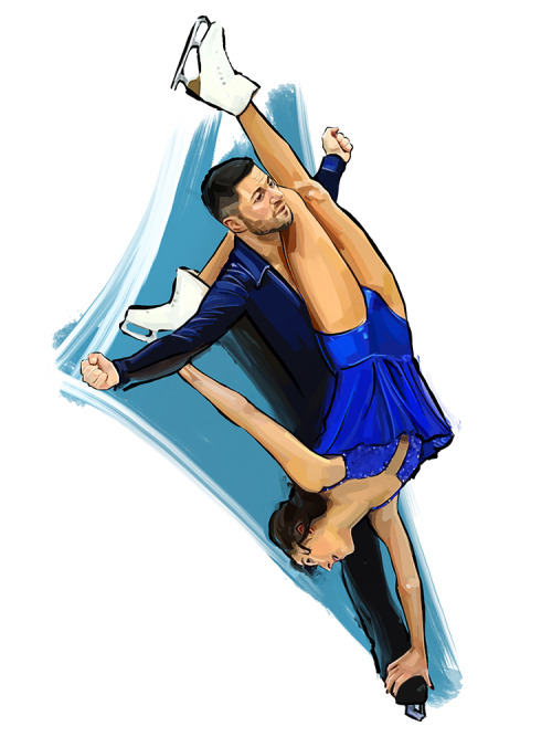 Some paintings of pair skaters and ice dancers I did during the last couple of months. The selection