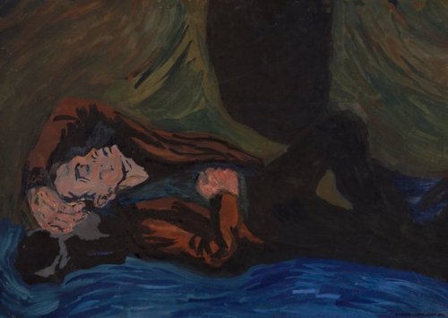 Sleeping Drunk (brother&rsquo;s portrait)   -    Kalervo Palsa , 1967Finnish, 1947-1987Watercolour o
