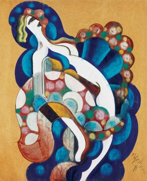 Dancer. Hugó Scheiber (Hungarian, Expressionism, Futurism, 1873-1950). Mixed techni