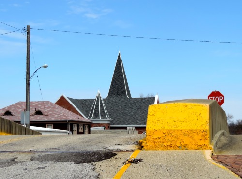 Bridge Abutment and Church Steeple Beyond, Vandalia, Illinois, 2014.