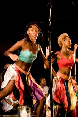 renaissanceamazon:  This is me performing with the amazing and beautiful Haitian singer Emeline Michele at “Lincoln Center Out of Doors” in NYC in 2010.  I was performing the choreography of well known Haitian Choreographers Mikerline Pierre and