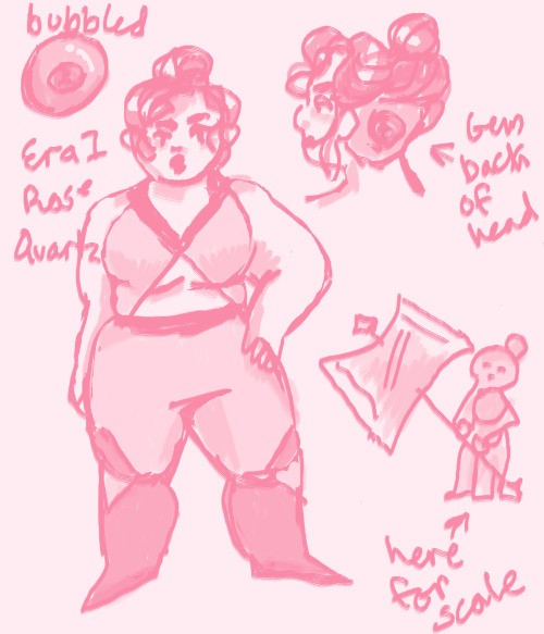 staraco:what’s up here’s my gemsona she’s one of those bubbled rose quartzi drew her in a uniform th