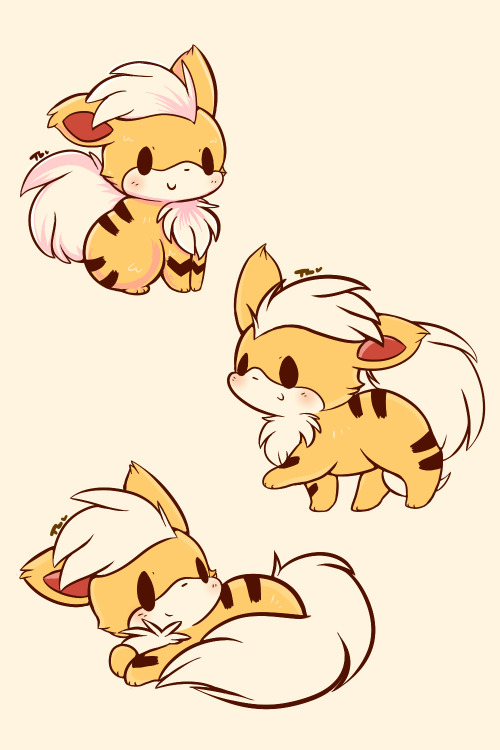 tamabeldraws: growlithe puppers