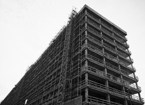 core renovation once a classic east german plattenbau [ building made with precast concrete slabs ] 