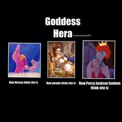 irather-be-anything-but-ordinary:  Yeah, personally I hate Hera … and I do not like the Disney’s version of Hercules where she Looks so … good person, good mother … which, as we know is not, especially dealing with Hercules. #Demigod #Hera #PJO