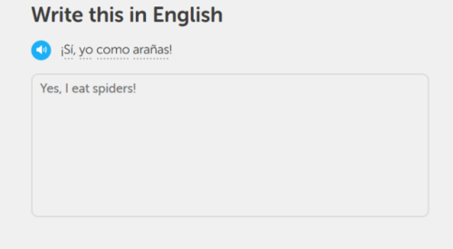 warp6:kechpaja:wtfduolingo:why….why is it so excited about telling me this?[image transcription: Spa