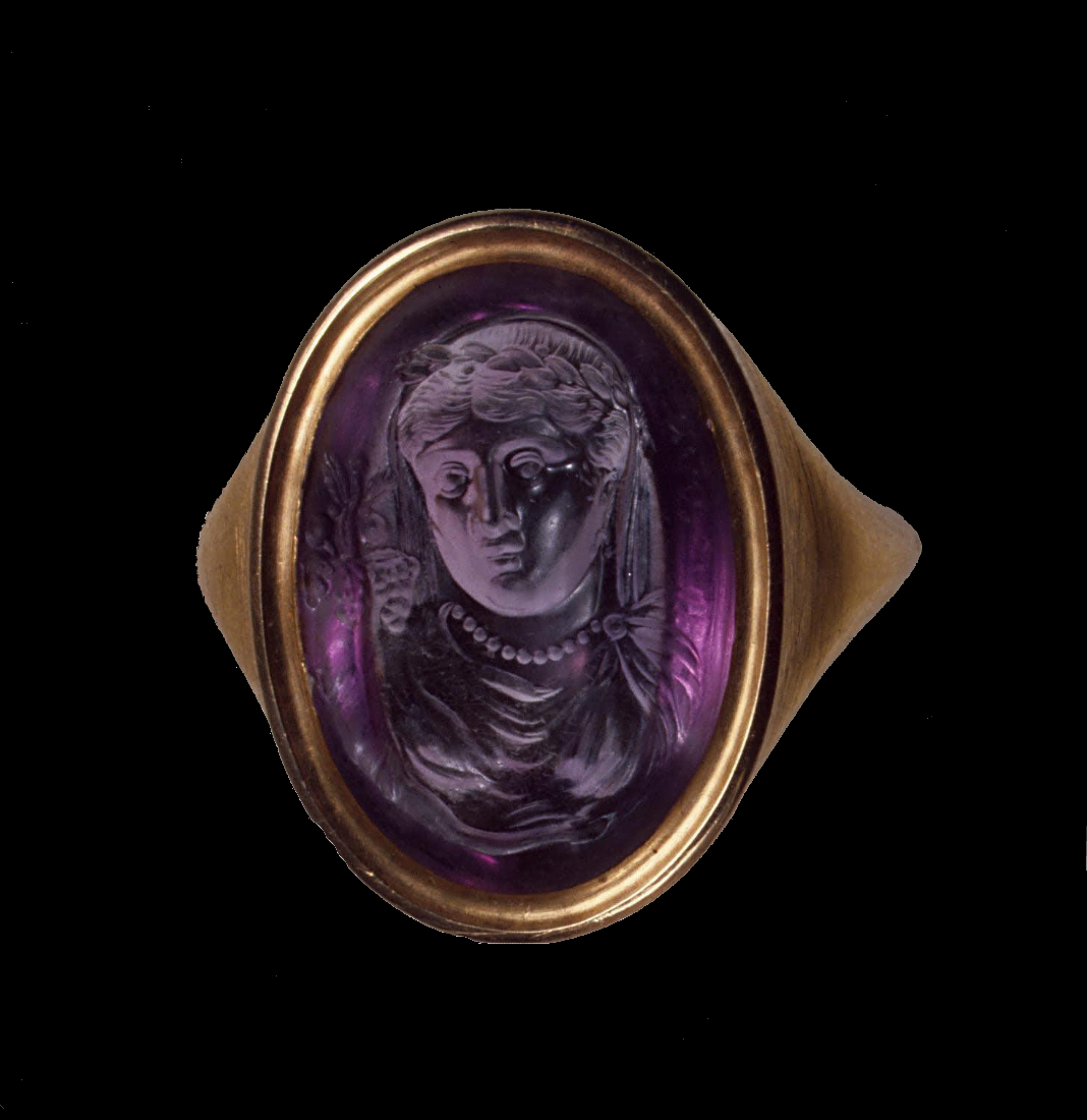 Amethyst Intaglio Set In Roman Gold Ring St James Ancient Art