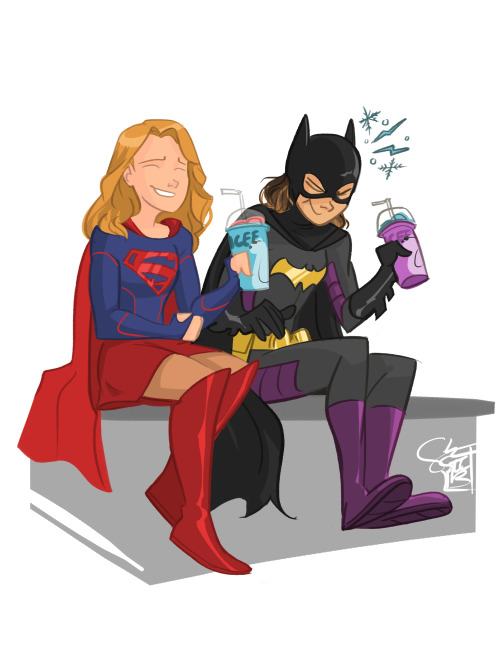 nanashijones: Yes, it’s Supergirl and Batgirl enjoying a slushee together (well, Kara’s 