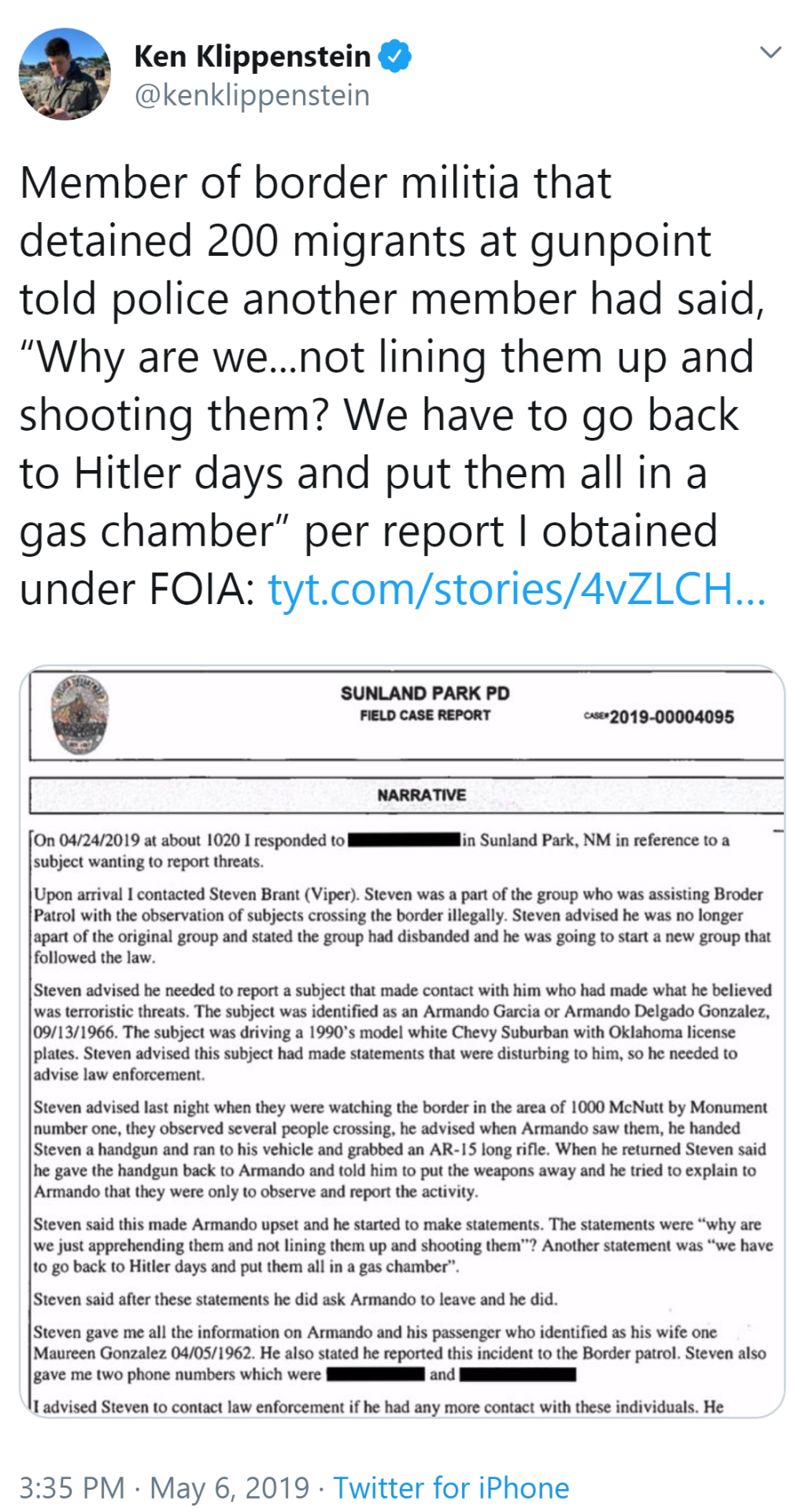 ‘Put Them All in a Gas Chamber,’ Said Border Militia Member: Report