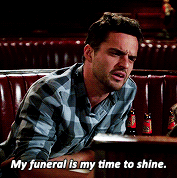 jakesjohnson: ♪ Nick Miller, yo, streets of Chicago, rough and tumble love, you my heart! ♪