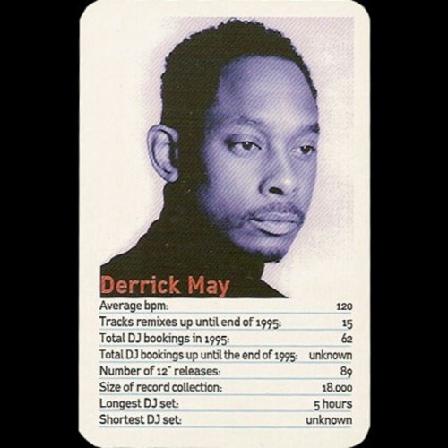 #derrickmay A vintage collection of DJ trading cards from 1996 have surfaced today with notable incl