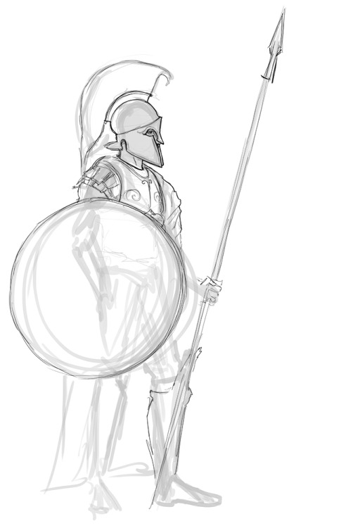 An unfinished Greek hoplite.